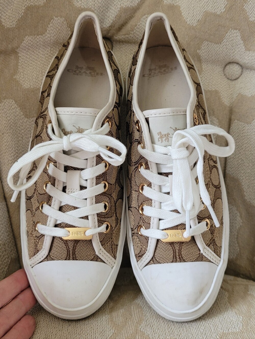 COACH EMPIRE LACE UP SHOES SNEAKERS SIGNATURE PRINT TOE CAP WOMEN'S 9.5 B